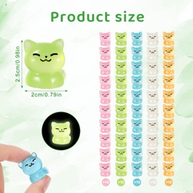 20pcs Luminous Miniature Cat, 5 Colors Mini Resin Cat Tiny Small Cats Statues Glow in The Dark Animals Figurines Figures to Hide for Garden Dollhouse Party Favor Decorations