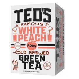 Ted's Tea Single Serve Liquid Tea Concentrate Pods by Java House, Peel and Pour, White Peach Green Tea, 12 Count