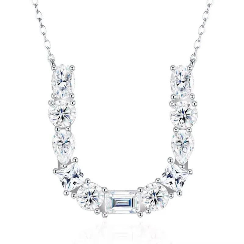 Pass Diamond Tester Letter F Multi Cut VVS Moissanite Necklace