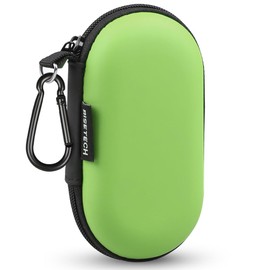 Earbud Case, RISETECH Earphone Carrying Case Holder EVA Headphone Storage Bag Small Cover Zipper Pouch Compatible for EarPods, AirPods, Beats Flex, Bose Wired Earbuds, USB Cable, with Keychain-Green