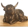 Laying Highland Cow Mother & Calf ornament figurine from the
