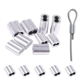 100pcs 1/8" (3mm) Aluminum Crimping Loop Sleeve, Cable Ferrule Wire Rope Sleeves Loop Sleeve for Wire Rope and Cable, Double Hole Type