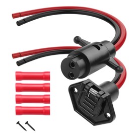 YACSEJAO 8AWG 12V-24V Trolling Motor Plug and Receptacle Kit Marine-Grade Power Connector with Heat Shrink for Bass Boat, Kayak, Trolling Motors