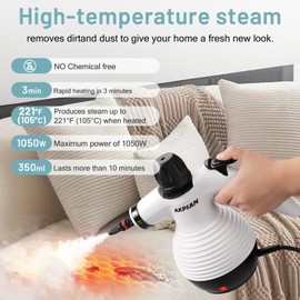 AKPIAN Handheld Steam Cleaner, Steamer for Cleaning, Multipurpose Portable Steam Cleaners for Home Use with Safety Lock and 10 Accessory Kit to Remove Grime, Grease, and More, Save Time and Effort