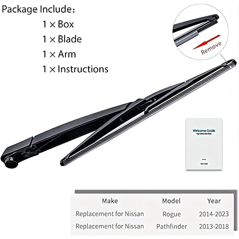 Replacement for Nissan Rogue 2014-2023, Pathfinder 2013-2018, Rear Windshield Wiper
