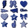Glitinsel 24 Pcs Blue Football Cheer Patches Iron on for