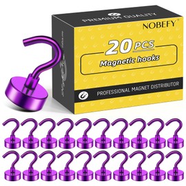 NOBEFY Strong Magnetic Hooks, 20 Pack Magnet Hooks for Hanging, 30 LBS Metal Magnetic Hook for Refrigerator, Small Magnets with Hook for Fridge, Wall, Kitchen, Classroom, Cabins, Grill, Office