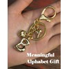 UniCrena Gold Initial Letter Keychain for Women - Cute Bubble