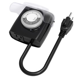 G-Homa [Enhanced] Outdoor Timers, Mechanical 24 Hour Timer Outlet, Outdoor Light Timer Waterproof with Protective Cover, 18 in Cord, 15A 3/4HP, CSA Listed, Ideal for Engine Block Heater, Pool Pump