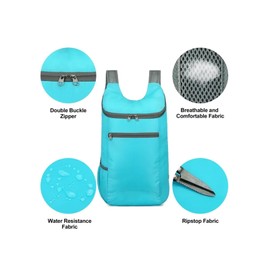 SIPYTOPF Foldable Backpack,20L Lightweight Waterproof Travel Hiking Backpack for Outdoor Sports Camping Daypack Bag (Lake blue)