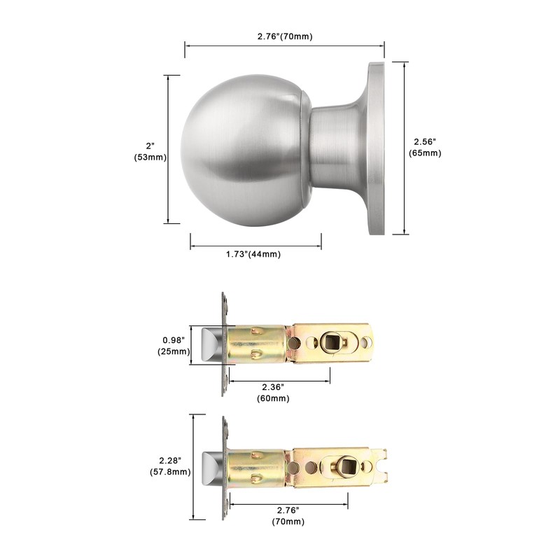 Probrico Brushed Satin Nickel Interior Dummy Door Handles Round Ball