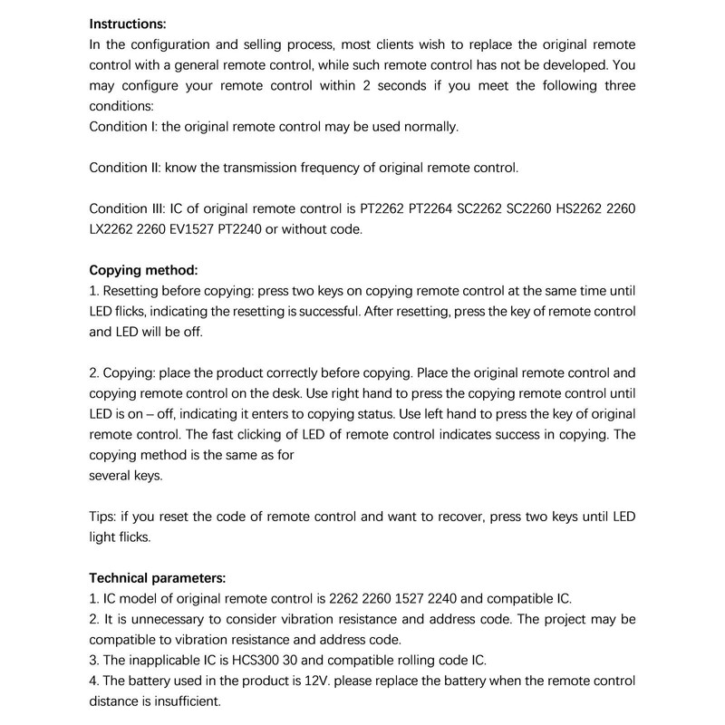 1Pcs Universal Remote Control Garage Door Opener, Garage Door Electric