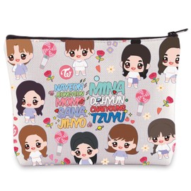 WZMPA Twice - Bolsa de cosméticos de K-pop para regalo de grupo coreano, cantante pop y aficionados, bolsa de maquillaje con cierre, K-pop Twice, Bolsa de cosméticos