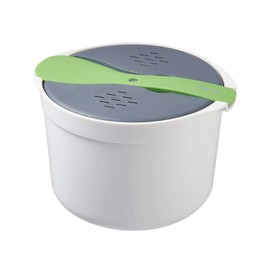 Olla de arroz para microondas, olla de arroz de 2 litros, olla de arroz de grado alimenticio, juego de ollas de arroz de polipropileno para microondas, colador y vaporizador, 4 piezas (color verde)
