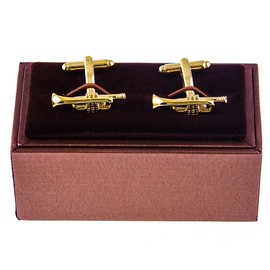 MRCUFF Trumpet Jazz Music Pair Cufflinks in a Presentation Gift Box & Polishing Cloth