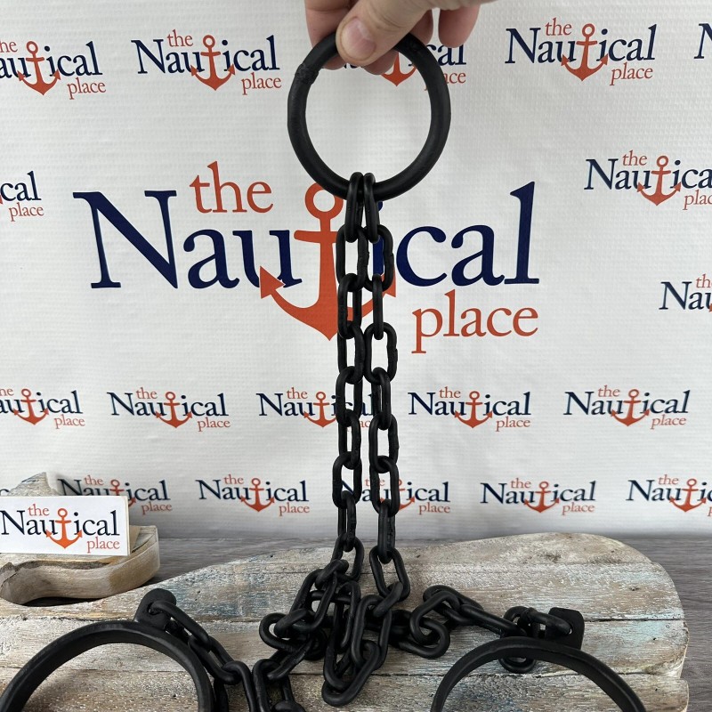 54" Iron Leg Shackles w/ Key, Heavy Duty Old Style