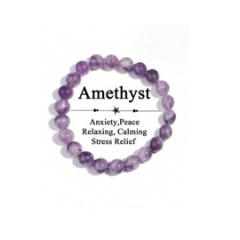 Amethyst Bracelet for Inner Strength & Balance Unisex Chakra Energy Stone Gift for Stress Relief & Clarity Round Beads Stone Bracelet for Healing Stones