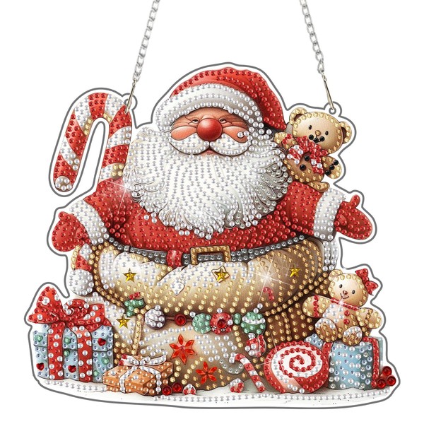 DOMROM Santa Claus Diamond Art Painting Hanging Kit for Adults