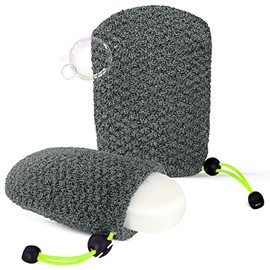 MIG4U Bolsa de Jabón Exfoliante para Ducha 2 Piezas - Barra de Jabón Saver Bolsa, Bambú Cuerpo Scrubber Exfoliante Bolsillo En Baño de Viaje, Gris