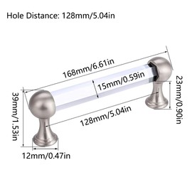 3Pack Crystal Drawer Handles, Metal Artificial Crystal Cabinet Exterior Pull, Drawer Wardrobe Kitchen Door Cabinet Pull, Door Handle Cupboard Hardware for Home Decorating (128mm Black)