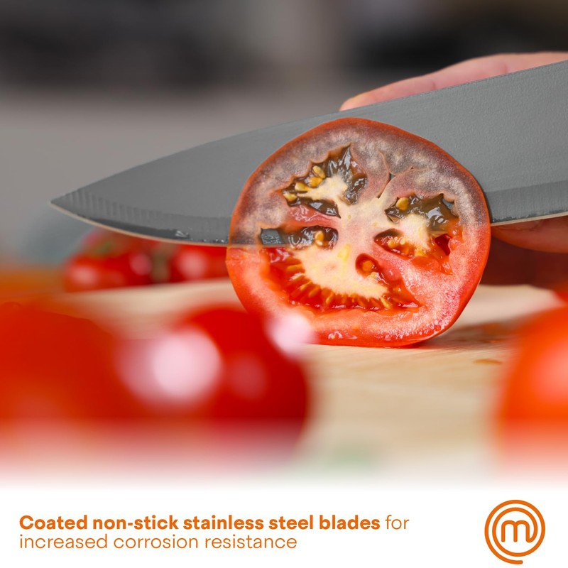 MasterChef Knife Block Set of 6 Kitchen Knives, Extra Sharp