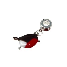 Robin bird Charm for Bracelets hand resin enamelled gift in gift box (RobinFullCharm)