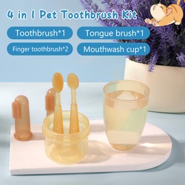 Dog Toothbrush for Cat Small Breed, Soft Silicone Small Cat Dog Tooth Brushing Kit with Finger Toothbrush & Storage Box, Pet Teeth Tongue Cleaning Brush for Puppy Doggie Kitten Tiny Canine Dental Care