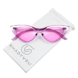 ShadyVEU Candy Color Slim Slender Cateye Colorful 1950s Retro Vintage UV 400 Shades Trendy Sunglasses