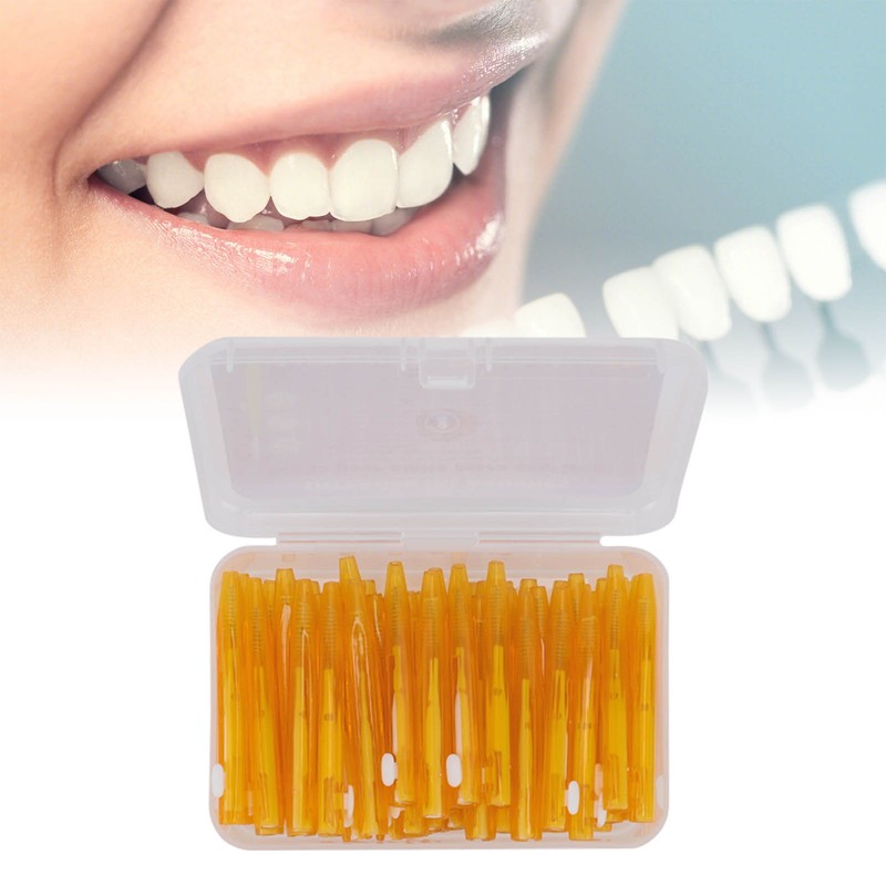 60Pcs Interdental Brush Practical Slim Braces Cleaner with PP Handle