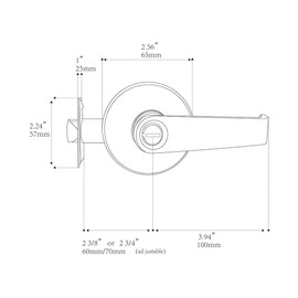 1 Pack of MANREN Lever Bathroom Door Lever Handle Lock, Universal Door Knob Hardware,Nickel Brushed Color (MR802bk)