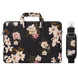 MOSISO Laptop Shoulder Bag Compatible with MacBook Pro 16 inch 2022 2021 M1 A2485/2019-2020 A2141/Pro 15 A1398,15-15.6 inch Notebook,Polyester Freesia Carrying Briefcase Sleeve with Trolley Belt