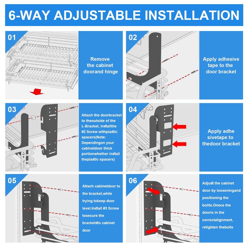 Demimy Cabinet Door Mount Kit for Pull-Out Trash Cans, Organizers