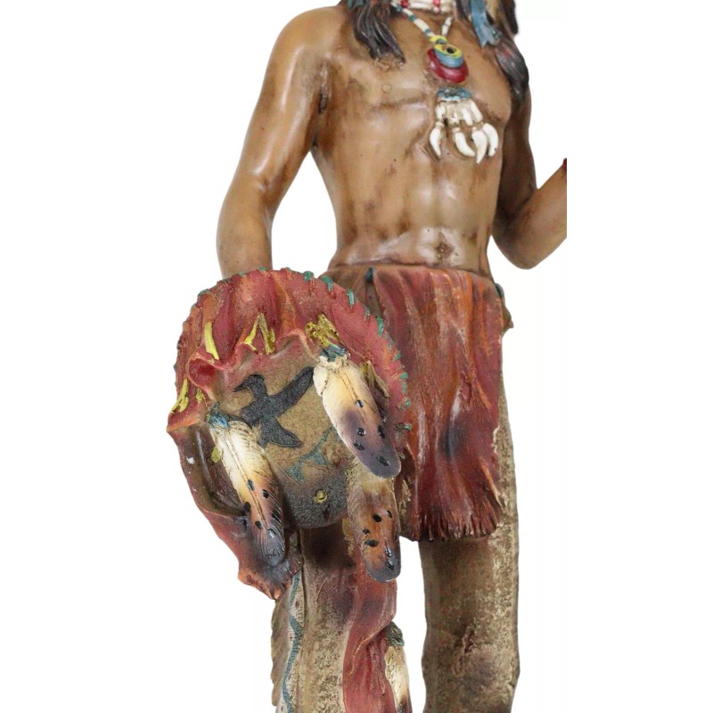Large Native American Indian Eagle Warrior Chief With Spear And