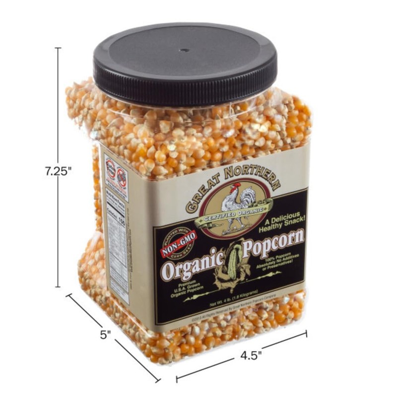 Organic Popcorn Kernels - 4lb Resealable Bulk Jug of Yellow
