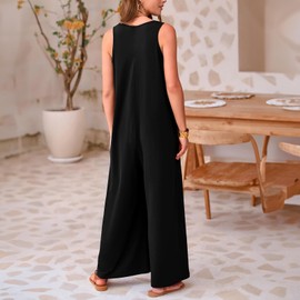 Litthing Baggy Dungarees Women Wide Leg Jumpsuit with Pockets Oversized Casual Loose Overalls Summer Rompers Ladies Sleeveless