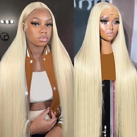 SUNKASA 28 Inch 613 Lace Front Wig Human Hair 200 Density Blonde Wig Human Hair 13X6 HD Transparent Straight Lace Front Wigs Human Hair Blonde Glueless Wig for Women Pre Plucked with Baby Hair