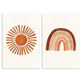 Stupell Industries Orange Sun Patterned Rainbow Boho Children's Drawing, Design by Heather McLaughlin