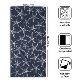 Nautical Coastal Hand Towels for Bathroom Set of 2 Navy Blue Starfish Kitchen Towels Ocean Beach Theme Bath Towels Summer Gifts for Farmhouse Cabin Kitchen Bathroom Decor 14 x 28 Inch