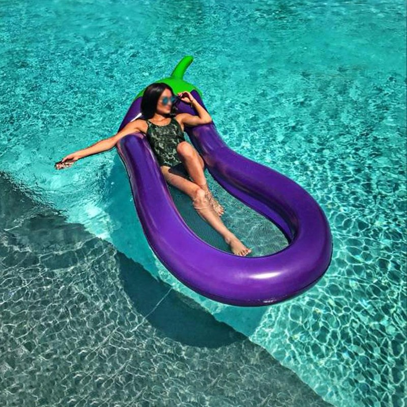 PVC Eggplant Shape Air Matress Swimming Pool Beach Inflatable Float