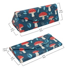Real Sic Glasses Case for Men and Women - Magnetic Folding Hard Shell Sunglass Holder - Vegan Leather Eyeglass Protector, Variety of Styles Inspired by Nature - (Cute Mushroom)