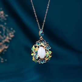 204Dealnow White Jade Butterfly Pendant Necklace Natural 925 Silver Cute Jewelry Wedding Party Accessories Christmas Birthday Gifts For Mom Wife