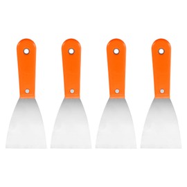 HARFINGTON 4pcs Carbon Steel Putty Knife 3" Plastic Handle Spreading Drywall Flex Putty Scraper for Wallpaper Wall Taping Scraping Paint, Orange