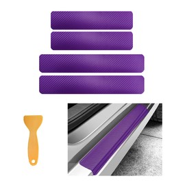 NYTKL 4 PCS Car Door Sill Protector, Carbon Fiber Auto Entry Edge Guard Sill Scuff Plate Cover Strips, Anti-Scratch Threshold Protection Trim for Most Vehicles, Car Accessories (Purple, 3D)