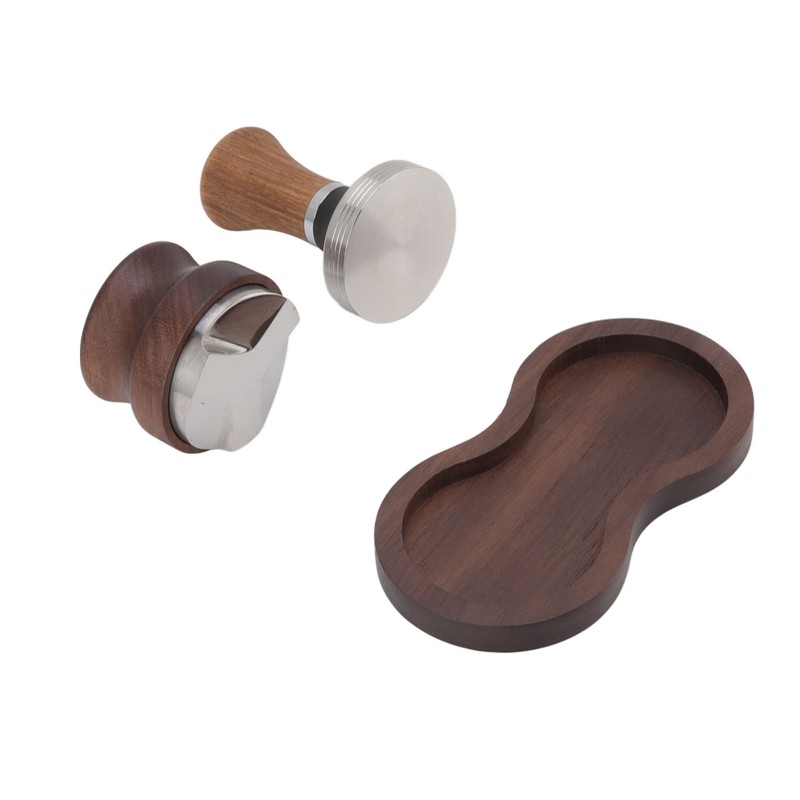 Coffee Hammer Tamping Kit Walnut Stainless Steel Tamper Distributor Set