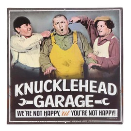 The Three Stooges Knucklehead Garage Embossed Metal Sign - Vintage Three Stooges Sign With Funny Quote