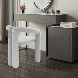 Makeup Vanity Chair with Backrest Comfy Modern Upholstered Seat Stool Gray NEW