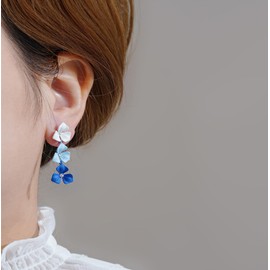 Long Flower Petal Earrings Boho Layered Floral Drop Earrings Flower Dangle Earrings Statement Stud Earring for Women