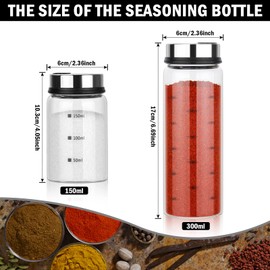 LEEPAT Spice Jars with Twist Lid, Pack of 2 Borosilicate Glass Spice Shakers, 150 ml Spice Jars with 4 Types of Spice Holes for Kitchen, Outdoor Barbecue, BBQ, Cooking