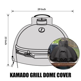 KAMaster 29" Kamado Dome Grill Cover for Large Big Green Egg Cover On Tables Or Islands or Kamado Classic Joe in Built-in Or Island,Big Green Egg Accessories Waterproof Outdoor Grill Cover Black