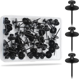 60 count Double Headed Nails for Hanging Pictures, Wall Hangers Without Nails, Thumb Tacks for Wall, Renter Friendly Decor Push Pins for Tapestry Frame Art Picture, Key Holder Wall Mount-Black - Colour: Black